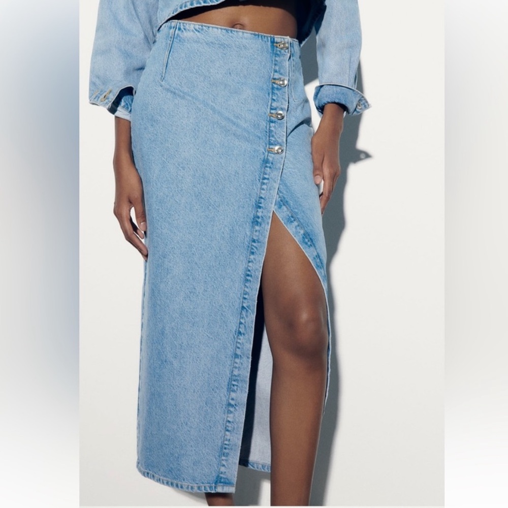 NWT Zara Denim Midi Maxi Skirt